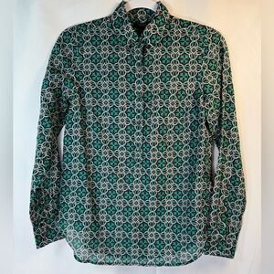 J.Crew Navy, Green & Pink Patterned Blouse OO